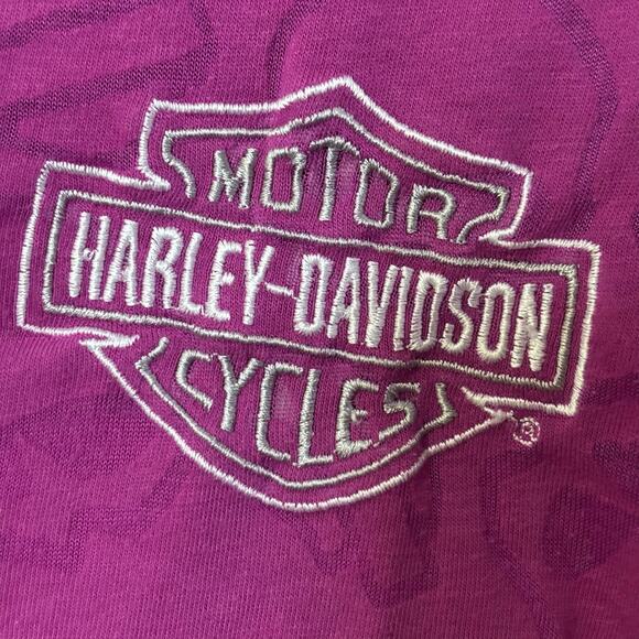 Harley-Davidson tee embroidered magenta burn out skull v neck XL Tombstone, AZ - Picture 2 of 5